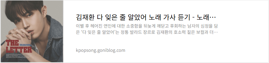 김재환 다 잊은 줄 알았어 노래 가사 듣기