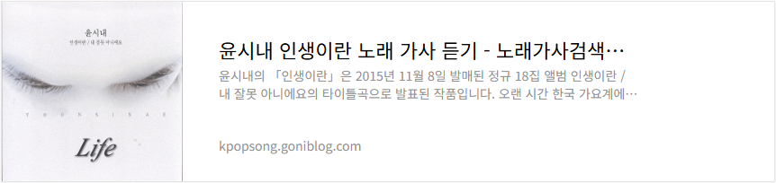 윤시내 인생이란 노래 가사 듣기